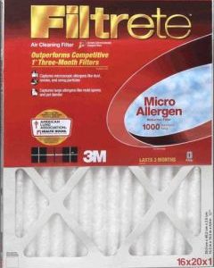 3M Furnace Filter 16x25x1 Dust Reduction 1000